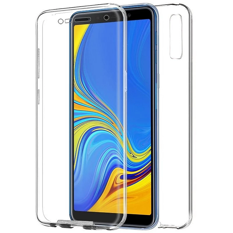 Funda Doble Samsung Galaxy A7 2018 Silicona Transparente Delantera y Trasera