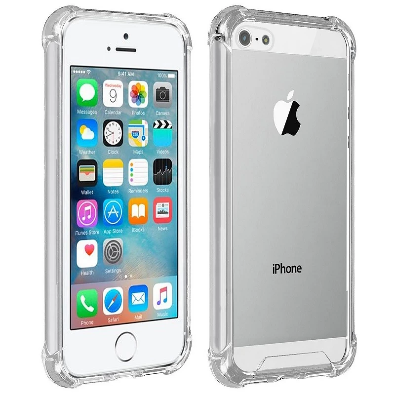 Caso Antigolpe iphone 5 / 5S / SE Gel transparente com cantos reforçados