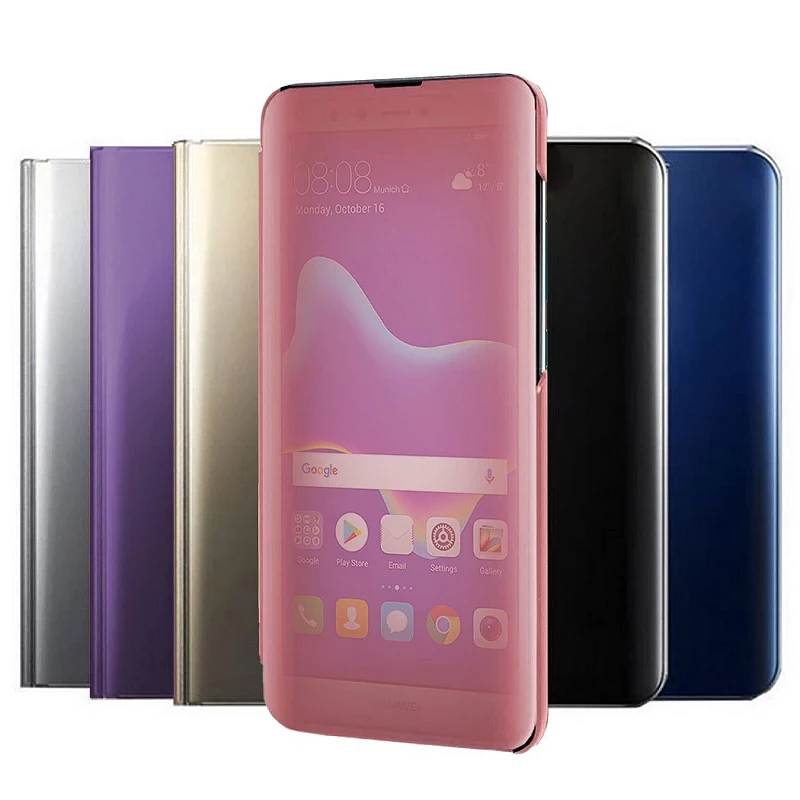 Funda Flip con Stand Huawei Y9 2018 Clear View - 6 Colores