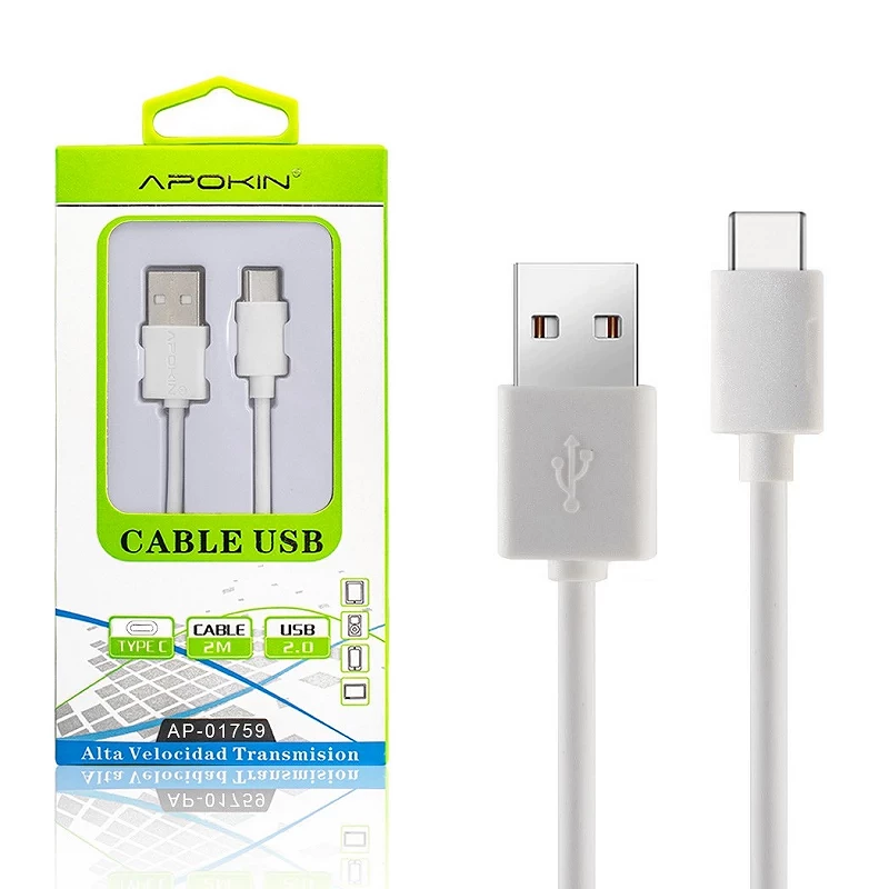 Cabo de dados e carga APOKIN USB 2.0 para tipo C 2m - 2 cores
