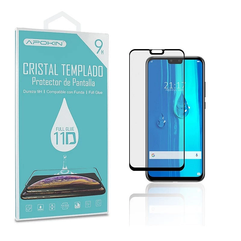 Full Glue Cristal temperado 11D Premium Huawei Y9 2019 Protetor de tela preta curva