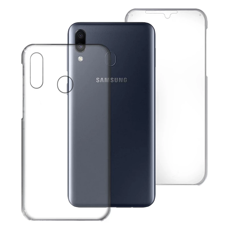 Samsung Galaxy M20 Caso Duplo Transparente Silicone Front and Back