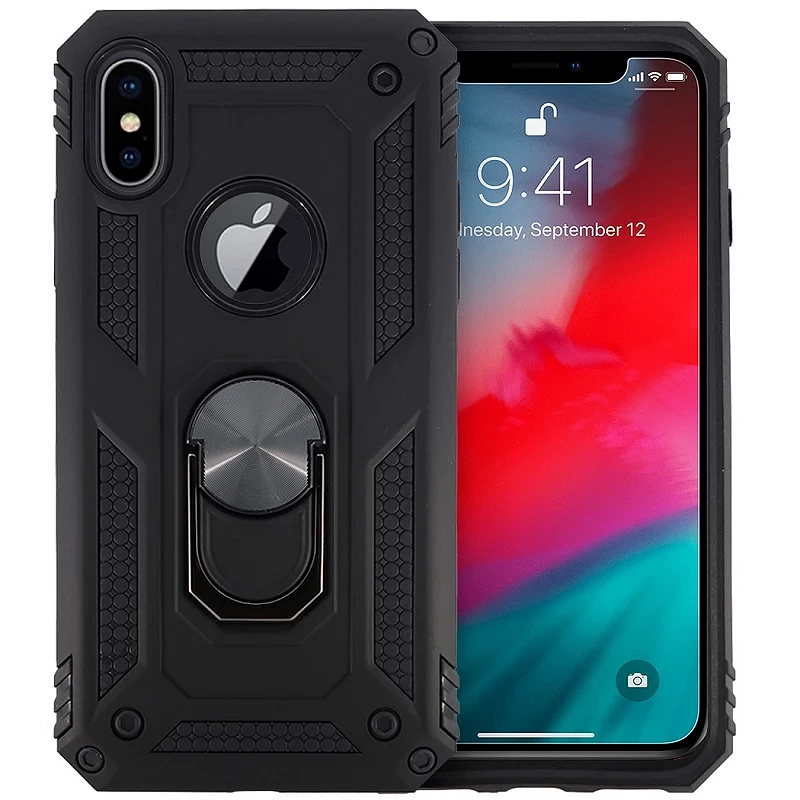 Funda Aluminio Antigolpe IPhone X / XS con Imán y Soporte de Anilla 360