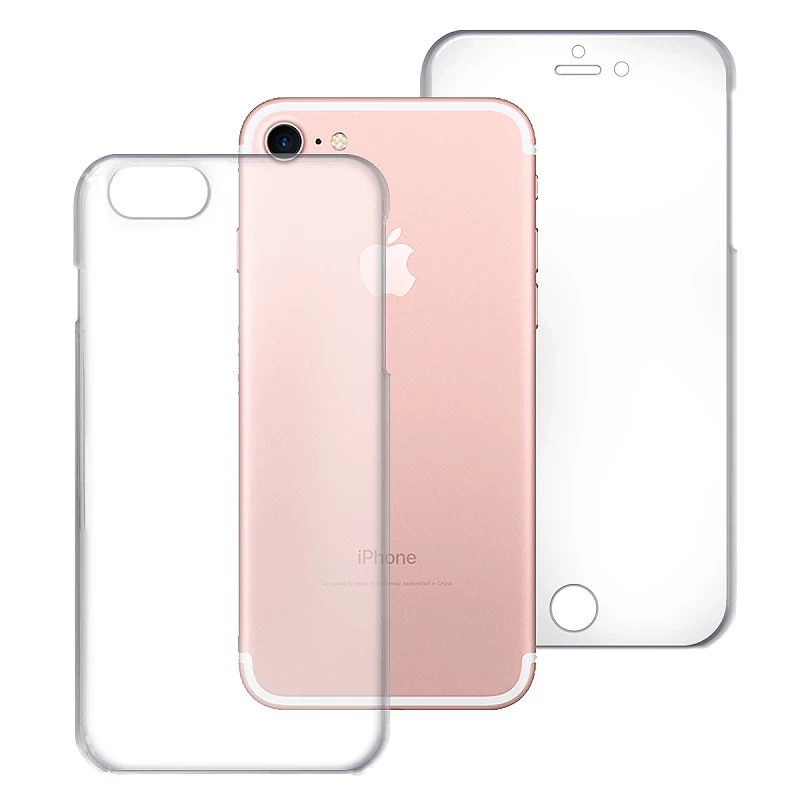 Capa Dupla iPhone 7/8/SE 2022 Silicone Transparente Frente e Traseira