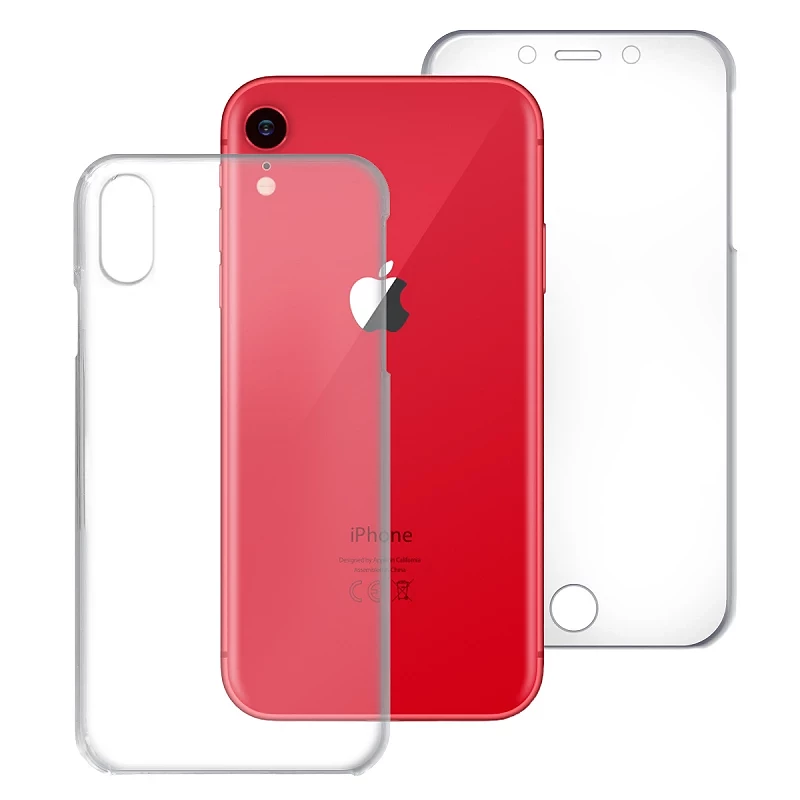 Capa dupla transparente frontal e traseira de silicone para iPhone XR