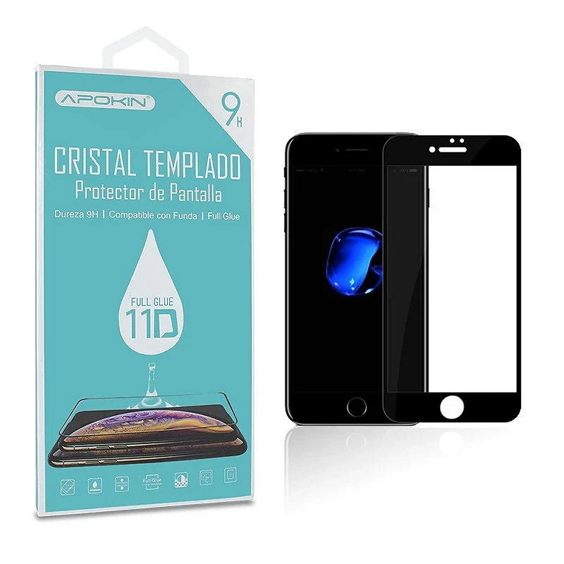 Cristal temperado Full Glue 11D iphone premium 6/ 7/ 8 protetor de exposição preto curva