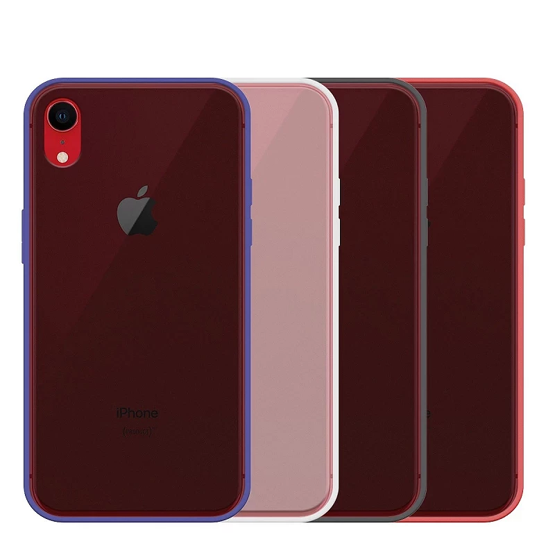 Gel iphone XR Caso fumado com borda colorida