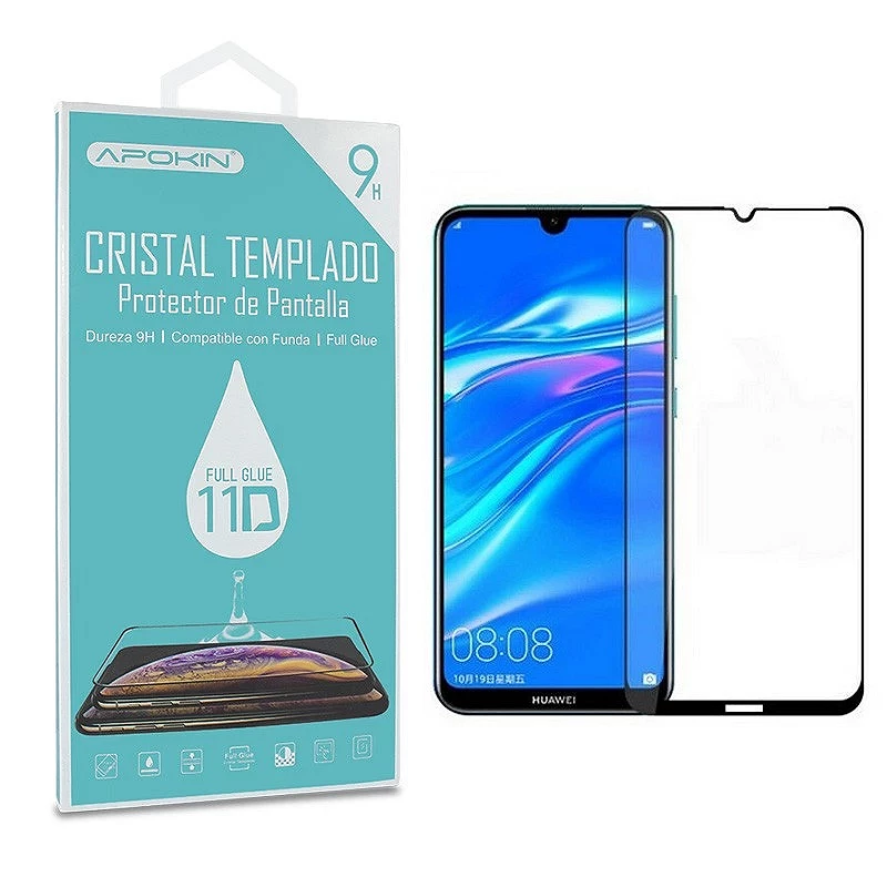 Cristal templado Full Glue 11D Premium Huawei Y7 2019 Protector de Pantalla Curvo Negro