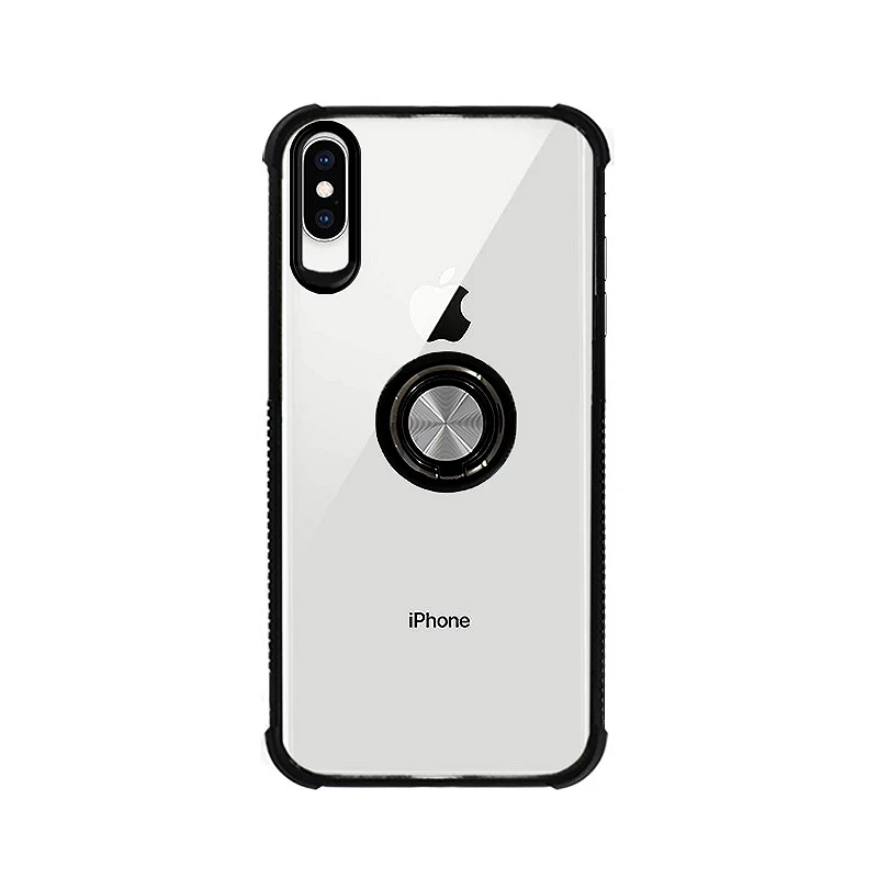 Funda Gel Antigolpe iPhone XS MAX con Imán y Soporte de Anilla 360º