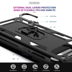 Funda Aluminio Antigolpe Samsung Galaxy M30 con Imán y Soporte de Anilla 360