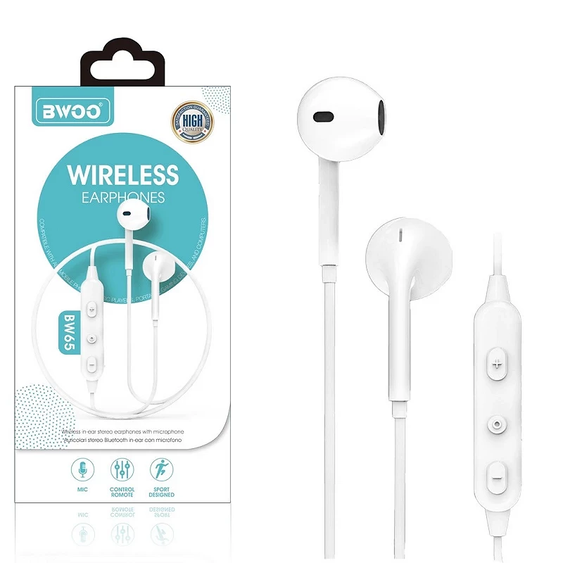 Fones de ouvido com microfone BWOO BW-65 Branco
