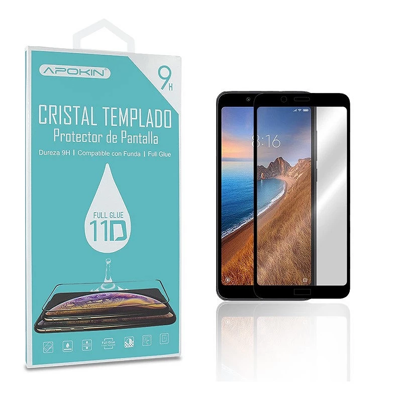 Cristal templado Full Glue 11D Premium Xiaomi Redmi 7A Protector de Pantalla Curvo Negro