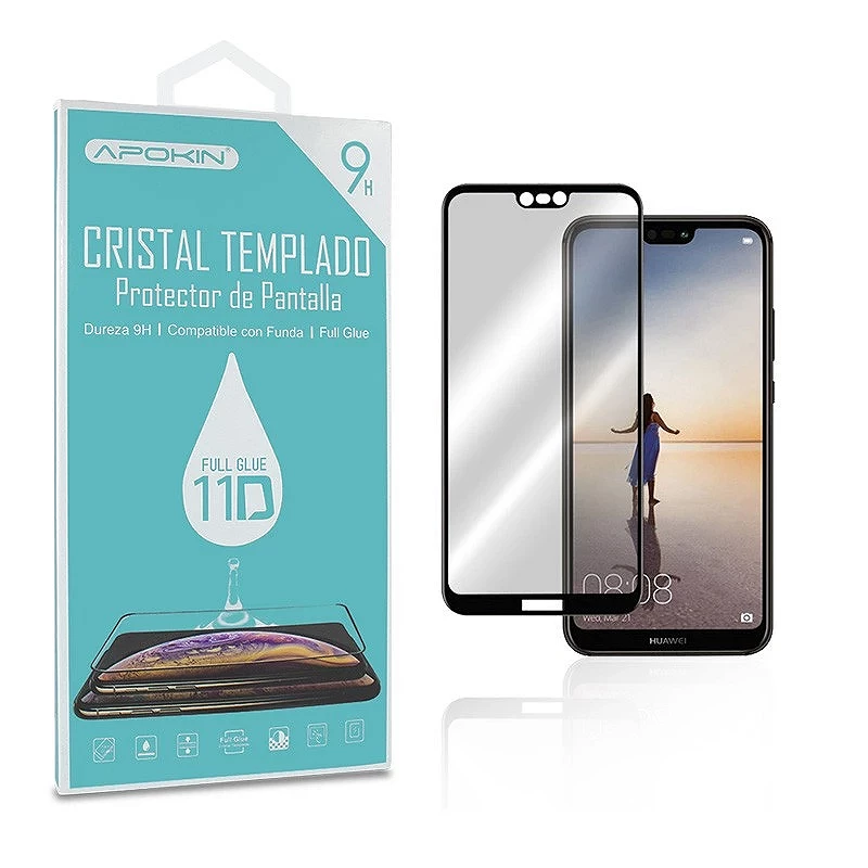 Protetor de tela curvo Huawei P20 Lite 11D Premium com cola total de vidro temperado preto