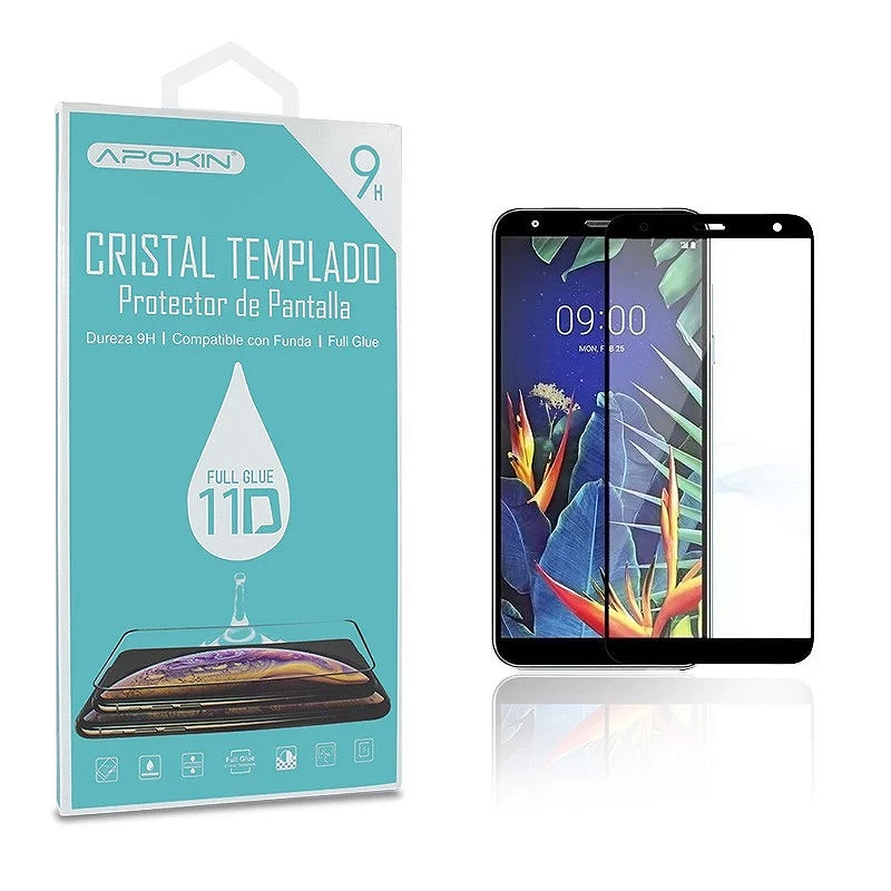 Protetor de tela curvo 11D Premium com cola total LG K40 / K12 Plus preto