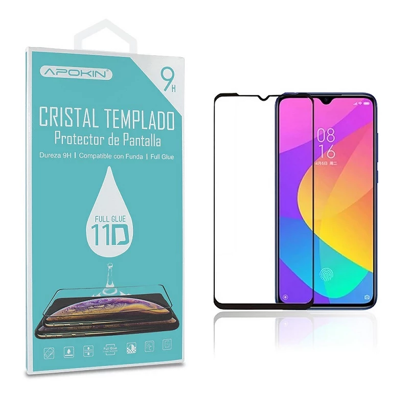Cristal templado Full Glue 11D Premium Xiaomi Mi A3 Protector de Pantalla Curvo Negro