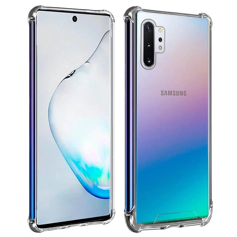 Capa de gel transparente Samsung Galaxy Note 10 Plus à prova de choque com cantos reforçados