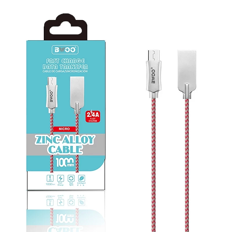 Cable BWOO X72 Zinc Carga Rápida 2.4A MicroUSB