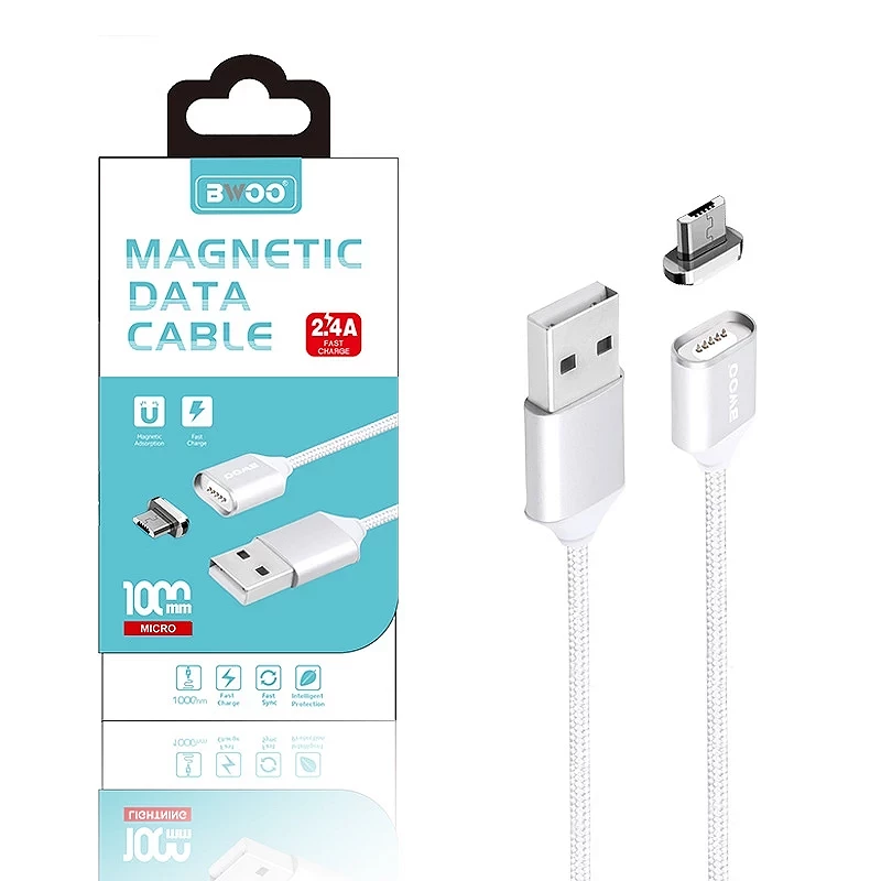 Cabo de cabo BWOO Carga rápida magnética X28 2.4A - MicroUSB 3 cores