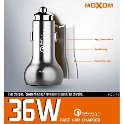 Cargador Coche MOXOM KC-13 Quick Charge 3.0 + Cable MicroUSB