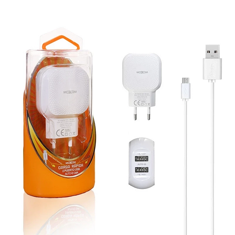 Red Moxom KH-44 Auto ID 2.4A carregador + cabo micro USB