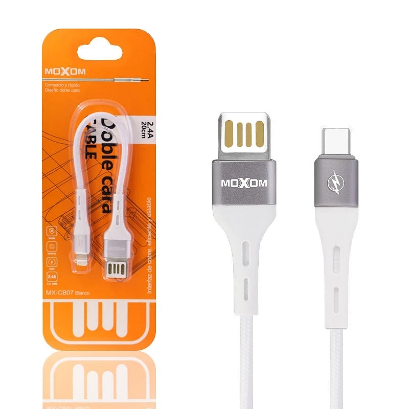 Cable Doble Cara Moxom MX-CB07 de Carga Rápida 2.4A - Tipo C 2 Colores