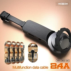 Adaptador Moxom CB-02 com 2 portas para cabo de carregamento de 2,4 A e cabo de áudio com anel magnético - Lightning
