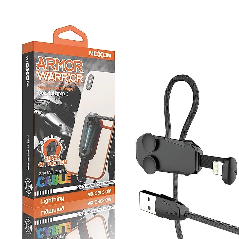 Carregador com Adesivo Moxom CB-03 de cabo de carregamento 2.4A com LED Light- Lightning