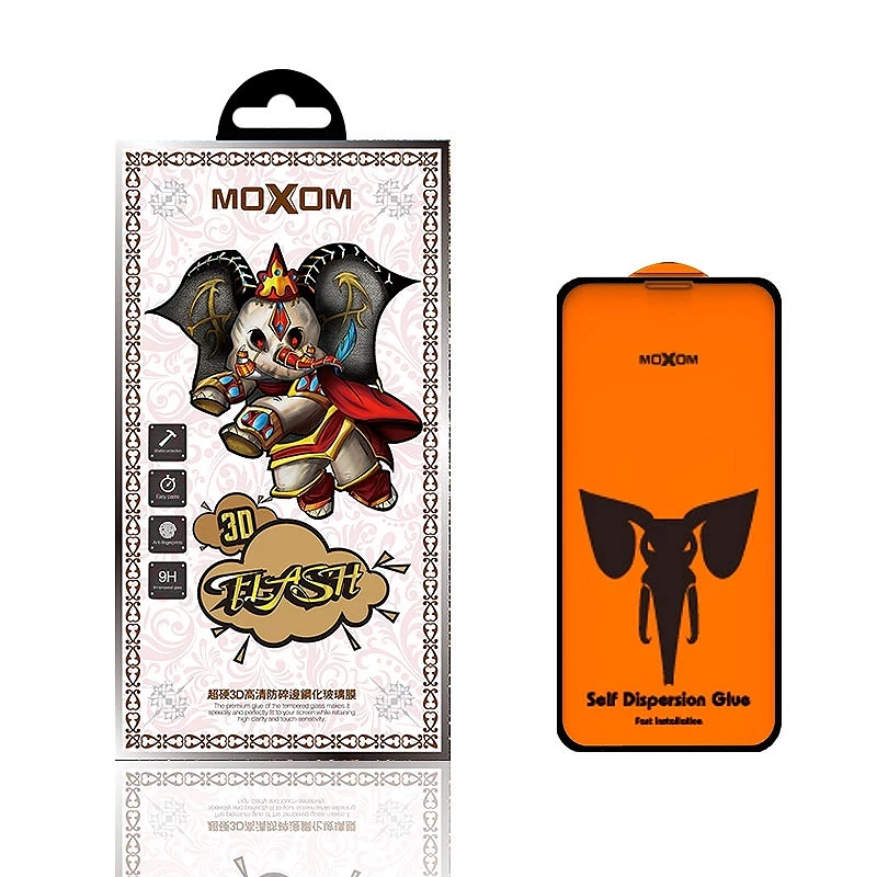 Cristal templado Flash MOXOM FS iPhone 6 Plus / 6S Plus Protector de Pantalla Color Negro