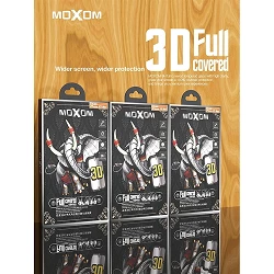Cristal templado MOXOM 3D iPhone 6 Plus / 6S Plus / 7 Plus / 8 Plus Protector de Pantalla con Borde Curvo Color Negro