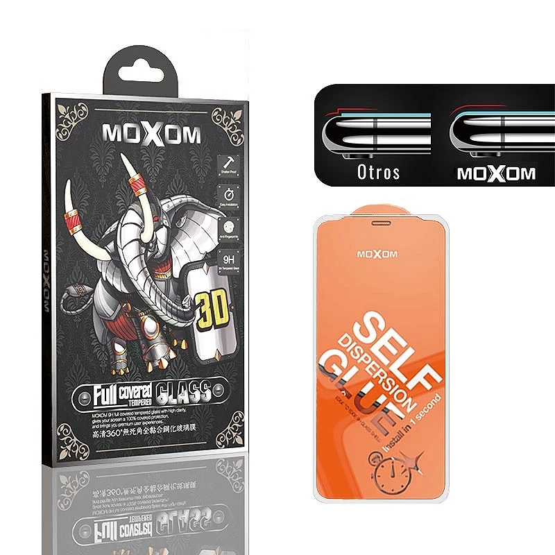 Cristal templado MOXOM 3D iPhone 6 Plus / 6S Plus / 7 Plus / 8 Plus Protector de Pantalla con Borde Curvo Color Blanco