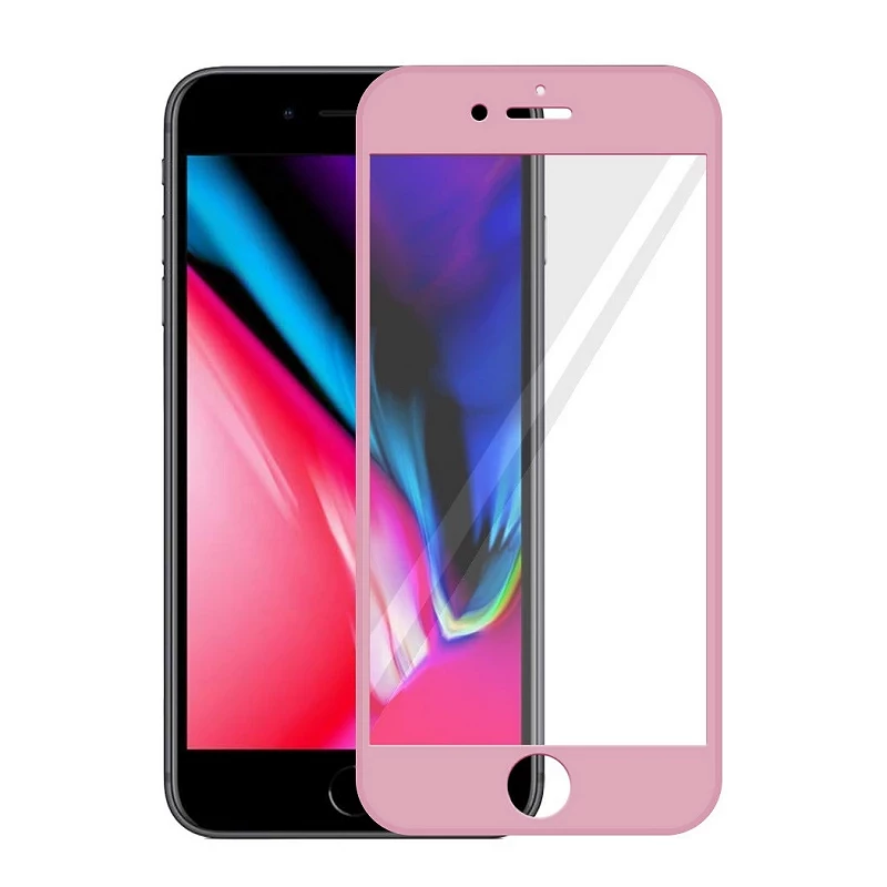 Total de cristal temperado iphone 7 Plus protetor de tela rosa