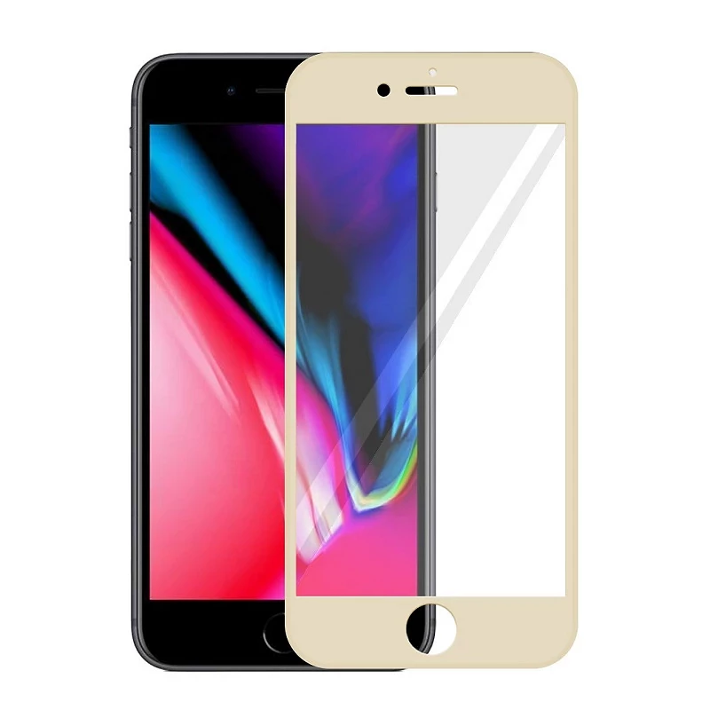Total de cristal temperado iphone 8 Plus protetor de tela dourada