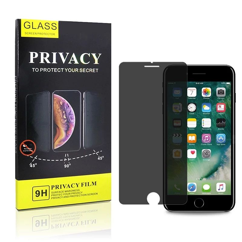 Cristal temperado privacidade iphone 6 / 6s preto 5D curvado protetor de tela