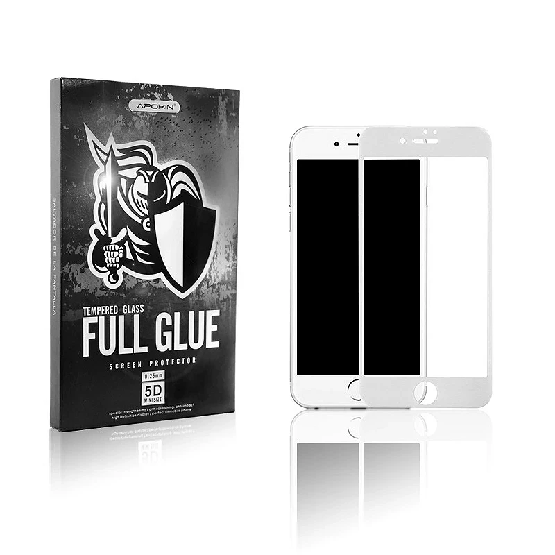 Vidro temperado Full Glue 5D Iphone 7 / 8 Curve White Screen Protector