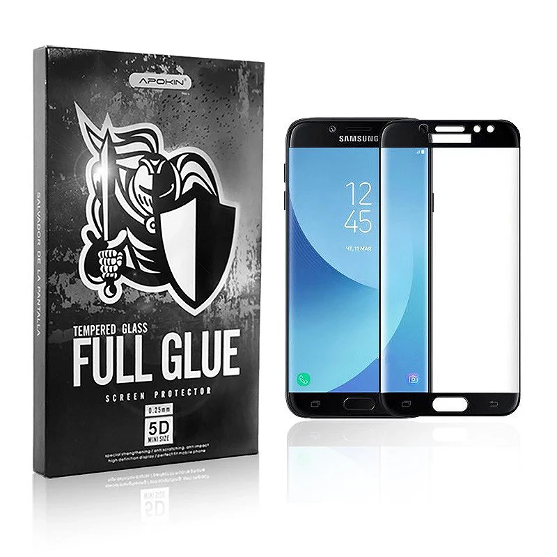 Cristal temperado Full Glue 5D Samsung Galaxy J3 2017 Protetor de tela preta curva