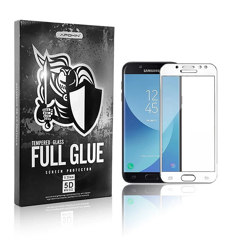 Cristal templado Full Glue 5D Samsung Galaxy J5 2017 Protector de Pantalla Curvo Blanco